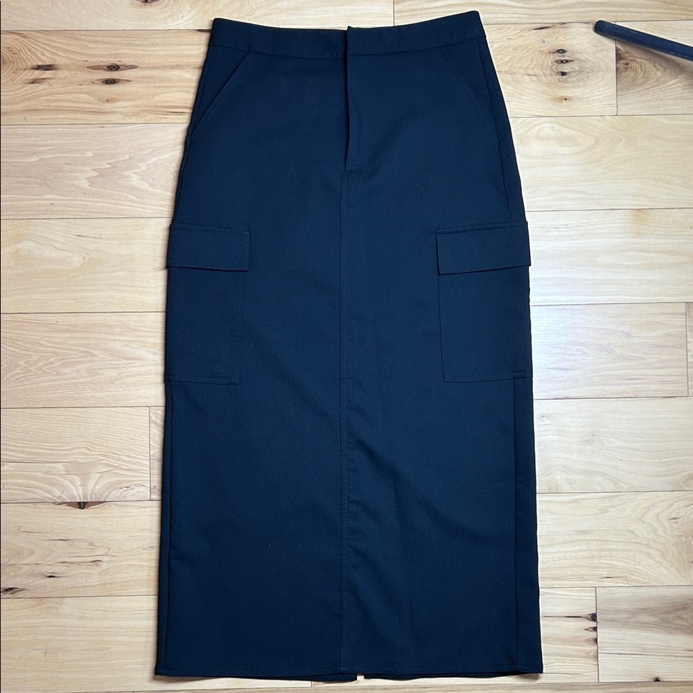 NWOT Zara Black Maxi Cargo Skirt | Size XS